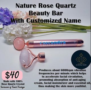 [Singapore Local In-Stock]  Customized Personalized Nature Rose Quartz Beauty Bar Facial Roller