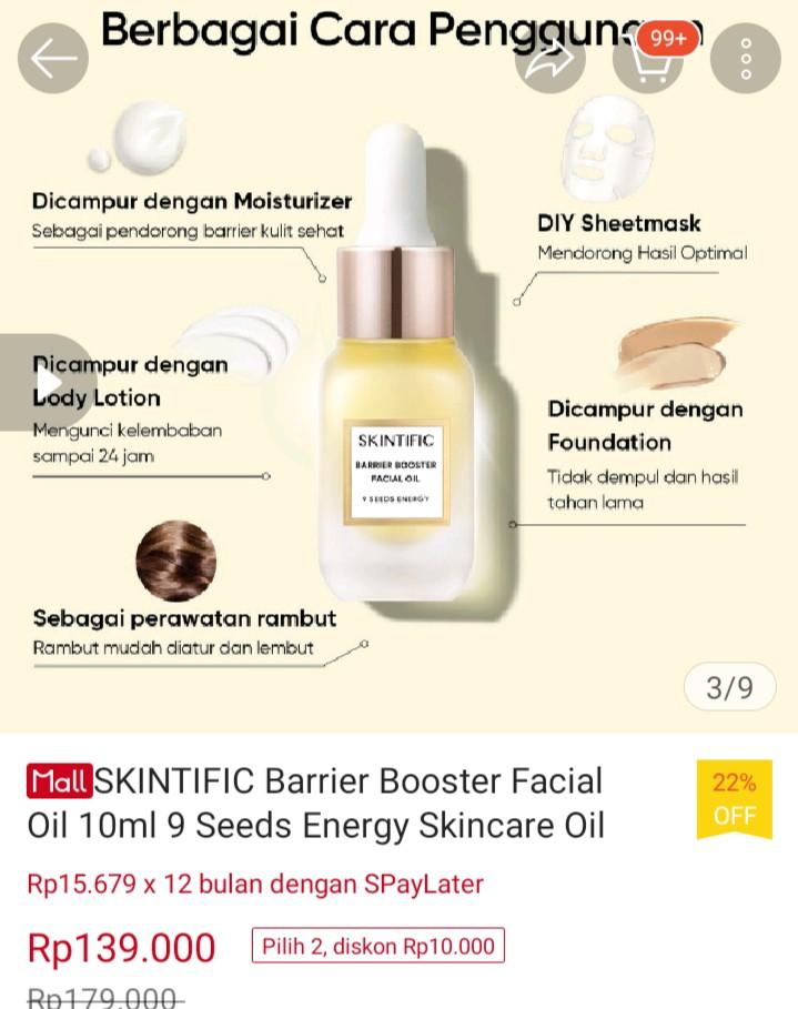 Skintific face oil, Kesehatan & Kecantikan, Kulit, Sabun & Tubuh di