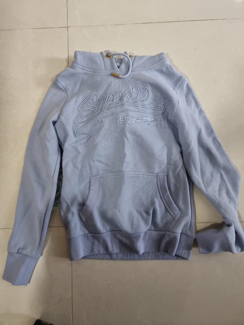 Superdry Hoodie baby blue Women s Fashion Activewear on Carousell