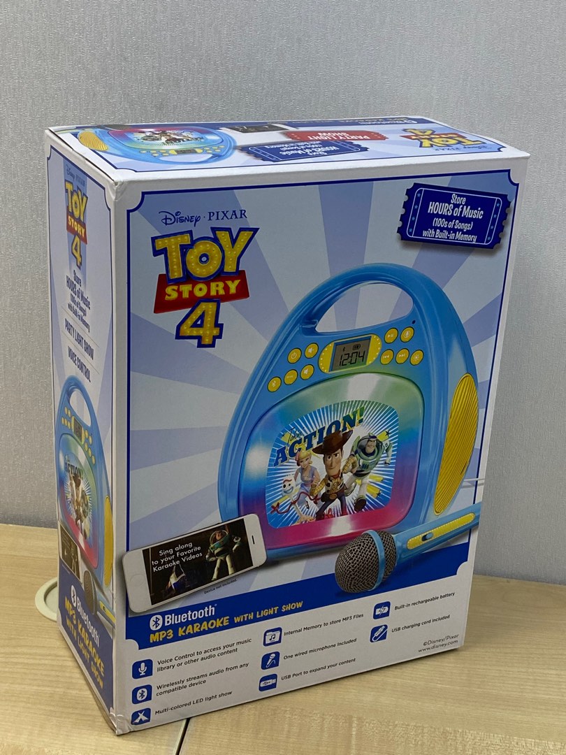 Toy Story 4 Bluetooth & USB MP3 Karaoke with Voice Control , Builtin rechargeable Battery