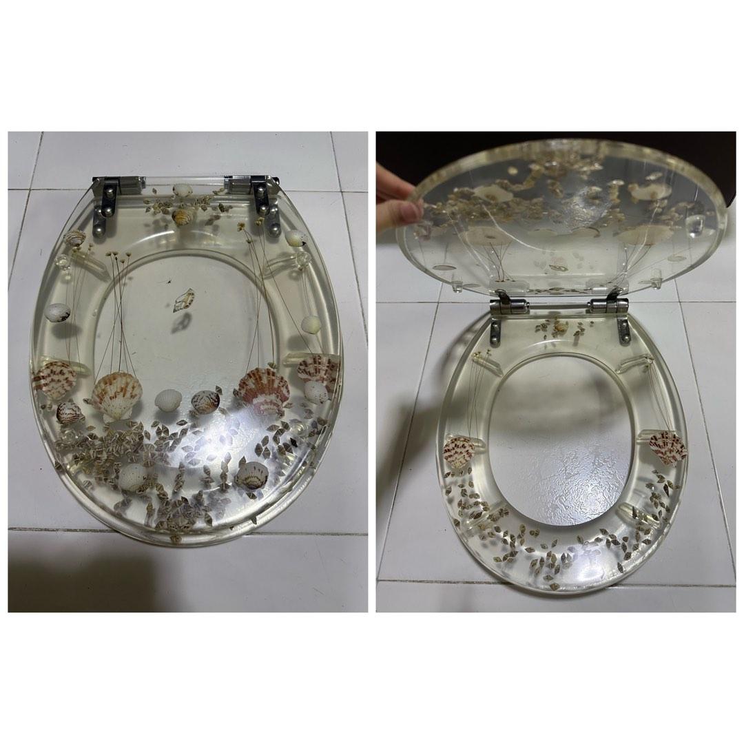BN Transparent Resin Toilet Seat Cover with Seashell Design, Furniture & Home Living, Bathroom