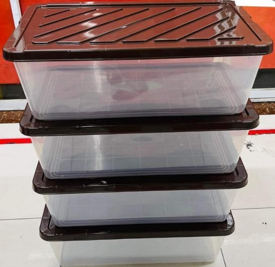 Under-bed Storage Boxes Transparent (Category: Storage Boxes & Baskets) located in Quezon City. Submitted by uno_store (Listing ID 1194367129, Image 1). Description: Under-bed Storage Boxes Transparent with brown top lid cover perfect for organize minimalist space saving Dimensions: 8 x 15 x 25.5" P 395 each PM for details and deliveries +639669963543/+639352445041 MOD: lalamove. grab, toktok, cargo, pick up MOP: AP-gcash, COD, COP.