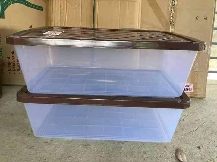 Under-bed Storage Boxes Transparent (Category: Storage Boxes & Baskets) located in Quezon City. Submitted by uno_store (Listing ID 1194367129, Image 3). Description: Under-bed Storage Boxes Transparent with brown top lid cover perfect for organize minimalist space saving Dimensions: 8 x 15 x 25.5" P 395 each PM for details and deliveries +639669963543/+639352445041 MOD: lalamove. grab, toktok, cargo, pick up MOP: AP-gcash, COD, COP.