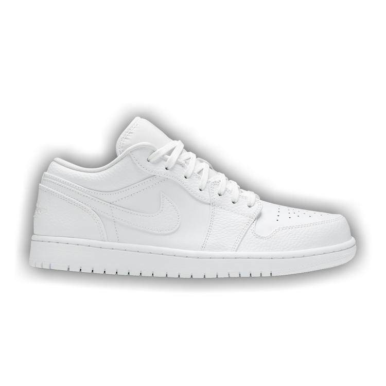 US Size 8 Air Jordan 1 Low Triple White Tumbled Leather Ox Street