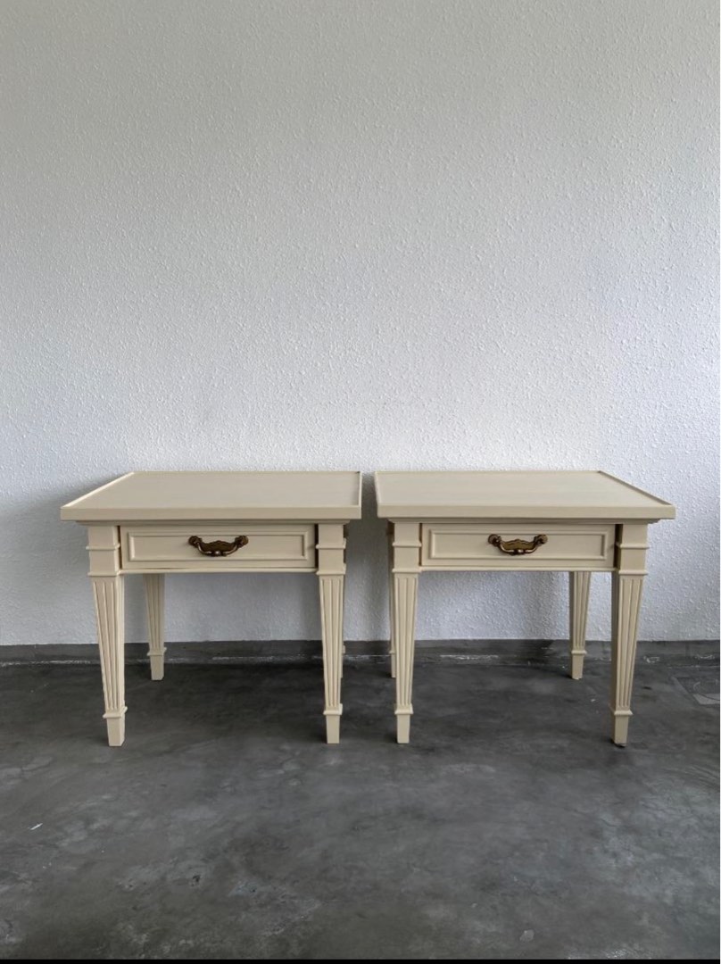 Vintage Bedside Table Sand, Furniture & Home Living, Furniture, Tables