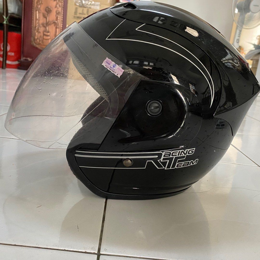 X DOT Black Racing Team Helmet Size 60cm L Auto Accessories