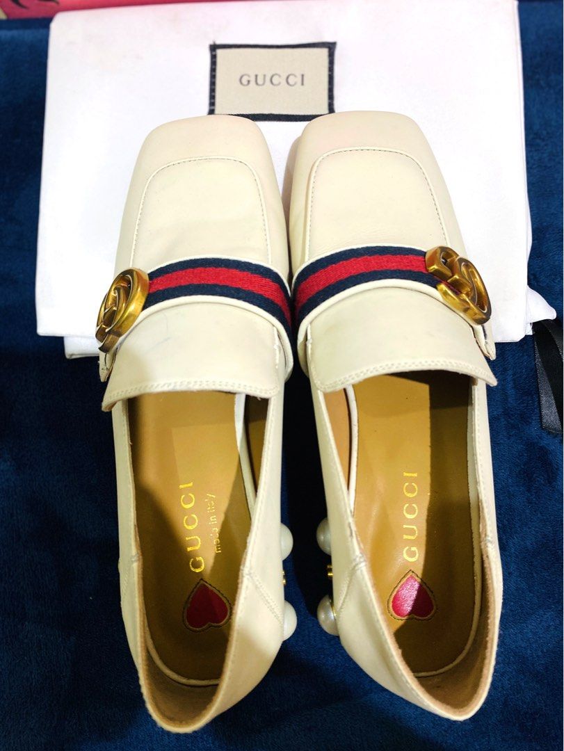 white gucci heels