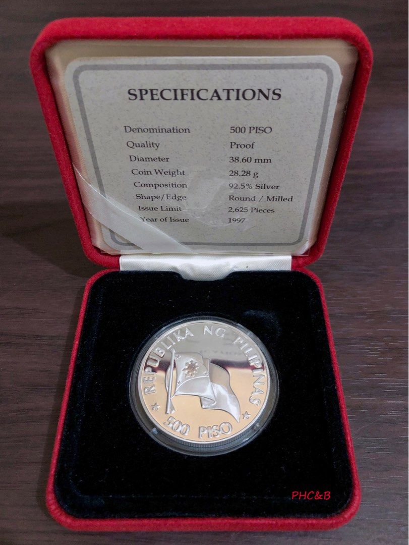1997 500P Andres Bonifacio Centennial (Category: Currency) located in Valenzuela. Submitted by phcoins.banknotes08 (Listing ID 1200178829, Image 2). Description: 1997 500P Andres Bonifacio Centennial Silver Proof.