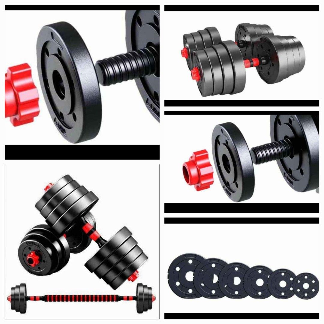30kg 2in1 dumbbell set convertible to barbell, Sports Equipment