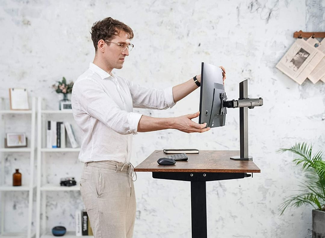 3656) EleTab Dual Monitor Stand Heavy Duty Dual Arm Monitor Desk