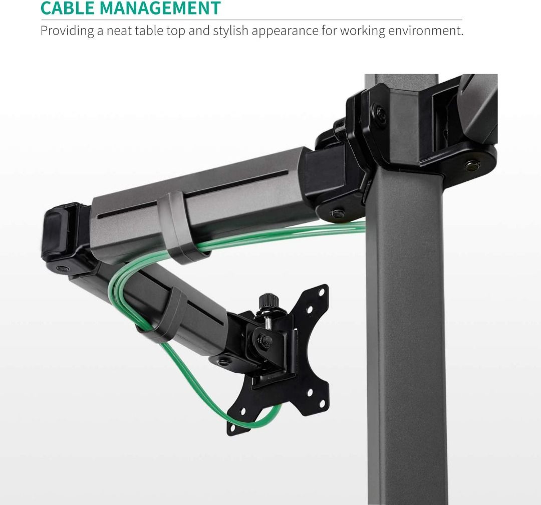 3656) EleTab Dual Monitor Stand Heavy Duty Dual Arm Monitor Desk