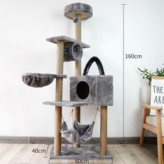 5 Tier Pet Cat Condo with Brush Sisal Rope non cat cage litter carrier condo