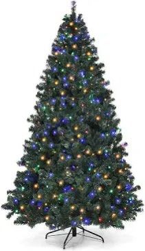 7.5 ft Pre-Lit Artificial Christmas Tree with 550 Multicolor Lights