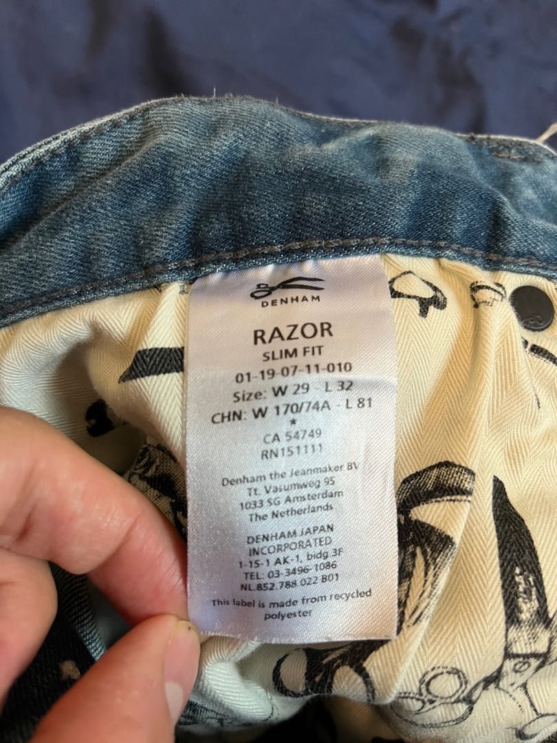 % new Denham Razor Jeans slim fit cream wash W 洗水淺色牛仔褲