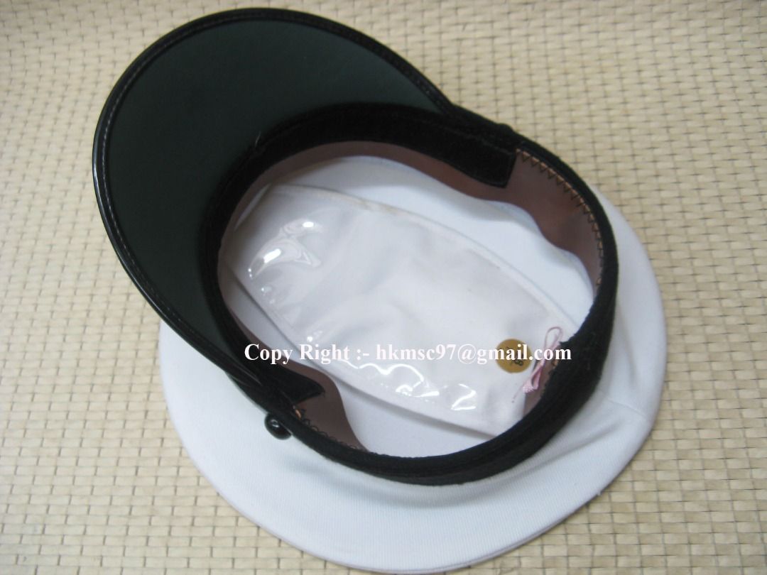 英國皇家海軍 傳統純棉布制造 透氣內裡 現今罕有 高級軍官 金線刺繡單行禾花白帽 合 海軍艦長 遊艇船長 海童軍 海事青年團 英碼