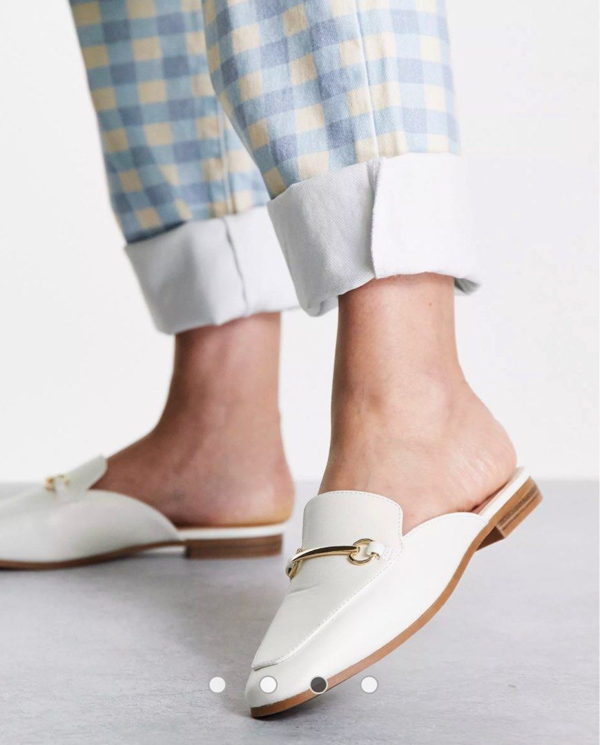 White backless loafers sale