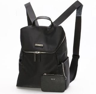 Agnes B Voyage Nylon and Cow Leather Backpack