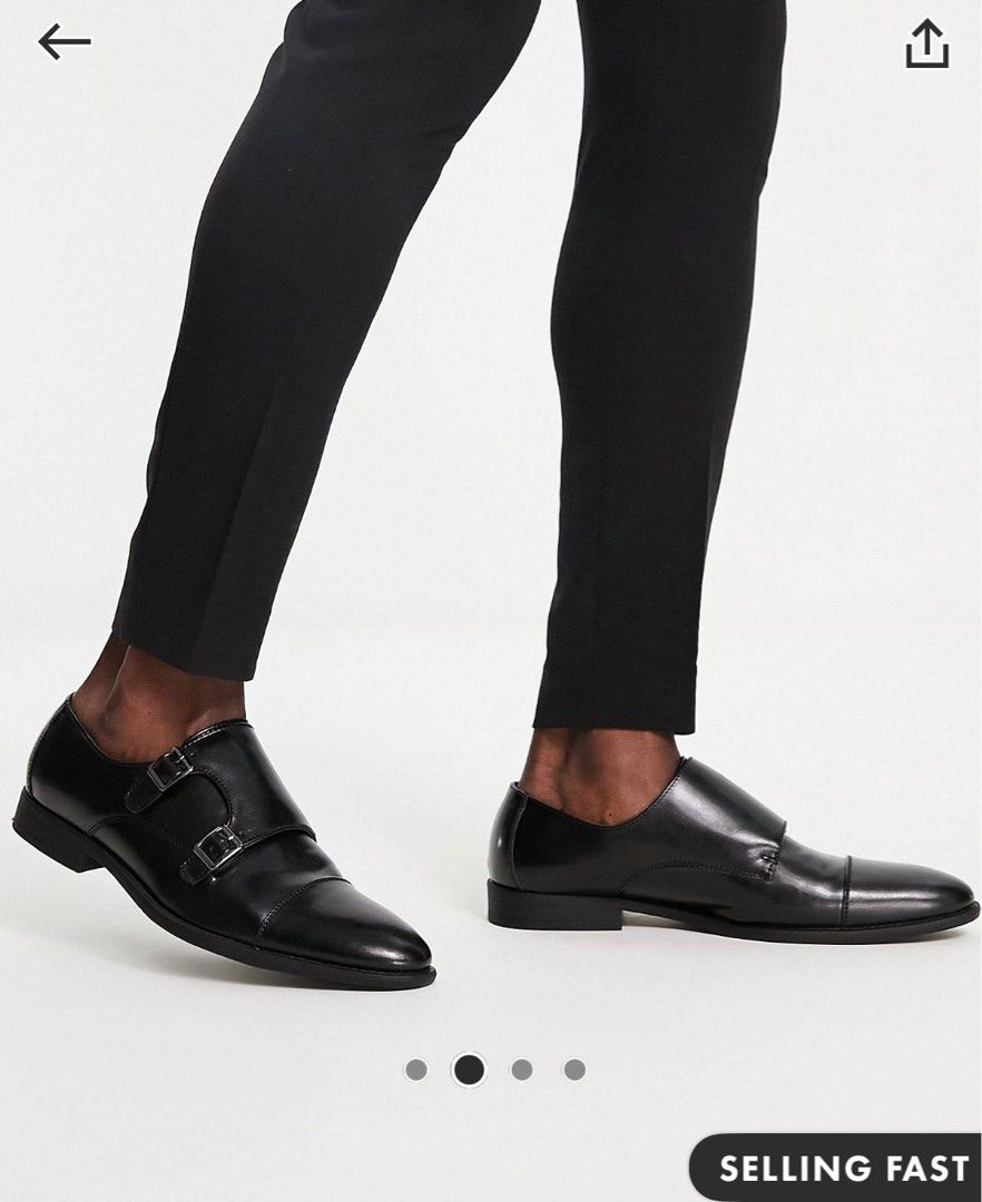ASOS monk shoes in black faux leather Men s Fashion Footwear