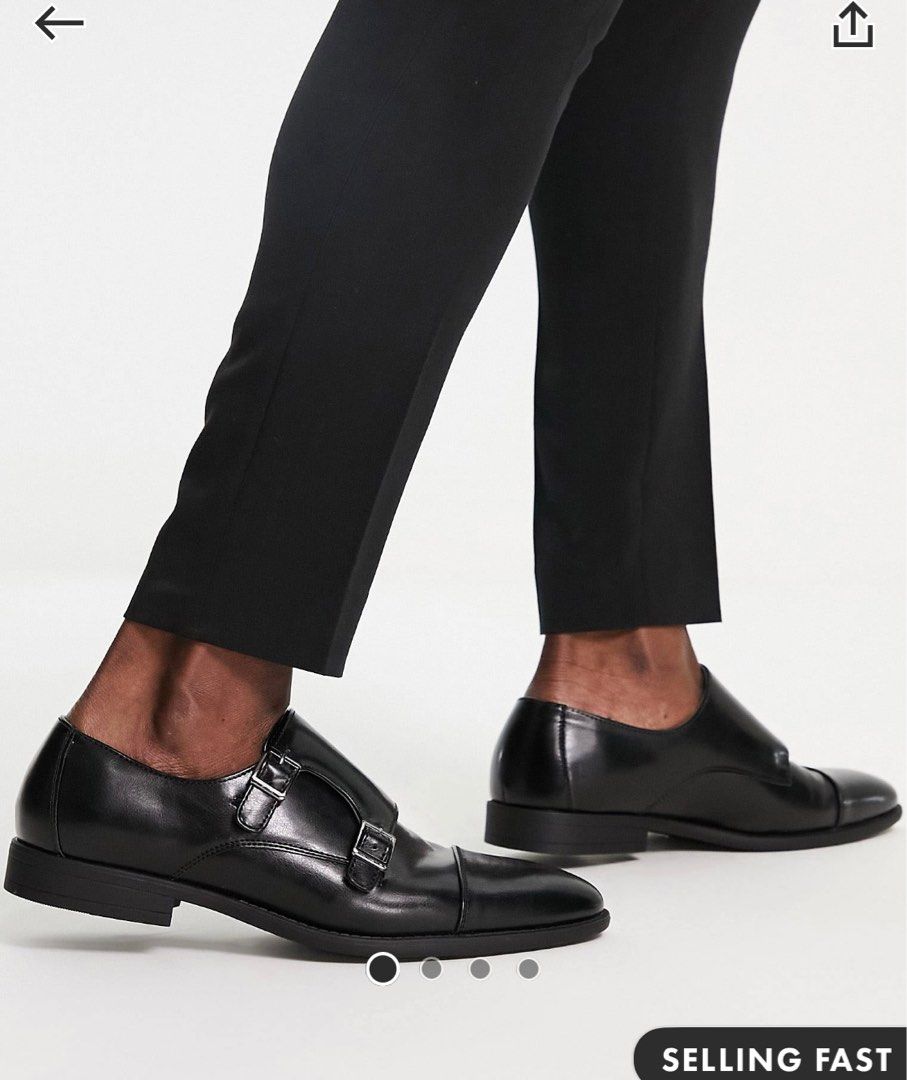 ASOS monk shoes in black faux leather Men s Fashion Footwear
