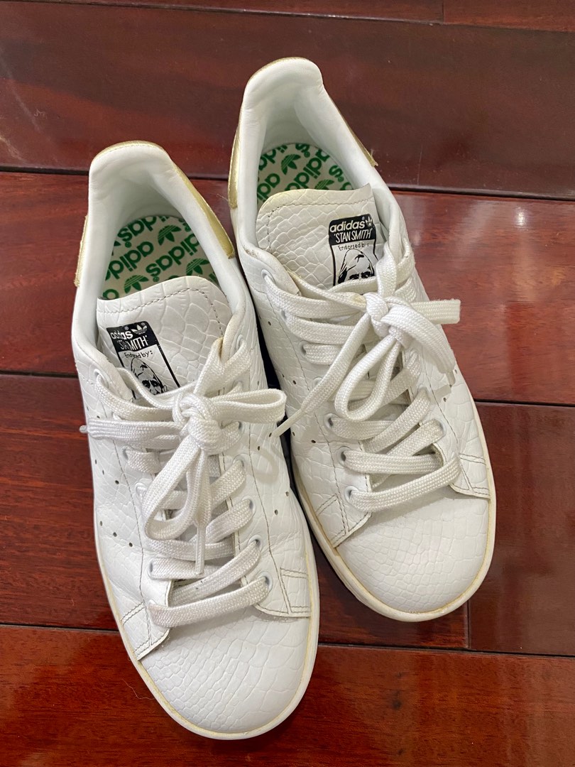 Authentic Adidas Stan Smith Crocodile Embossed Leather White, Women's ...