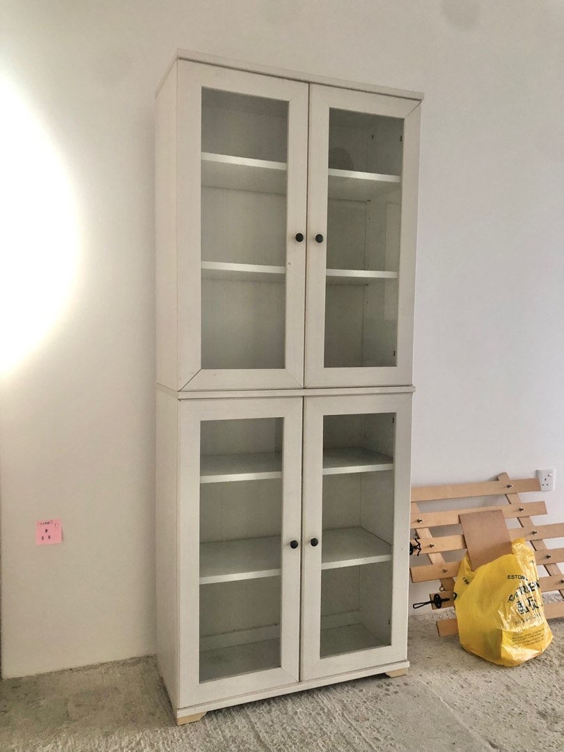 Bargain White display shelves with glass doors, Furniture & Home Living