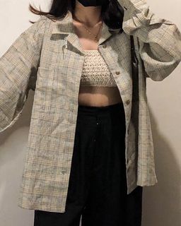 Beige Plaid Polo Longsleeves