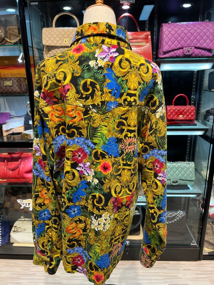 BNWT Versace Classic Baroque Shacket Shirt Jacket Denim Print Floral