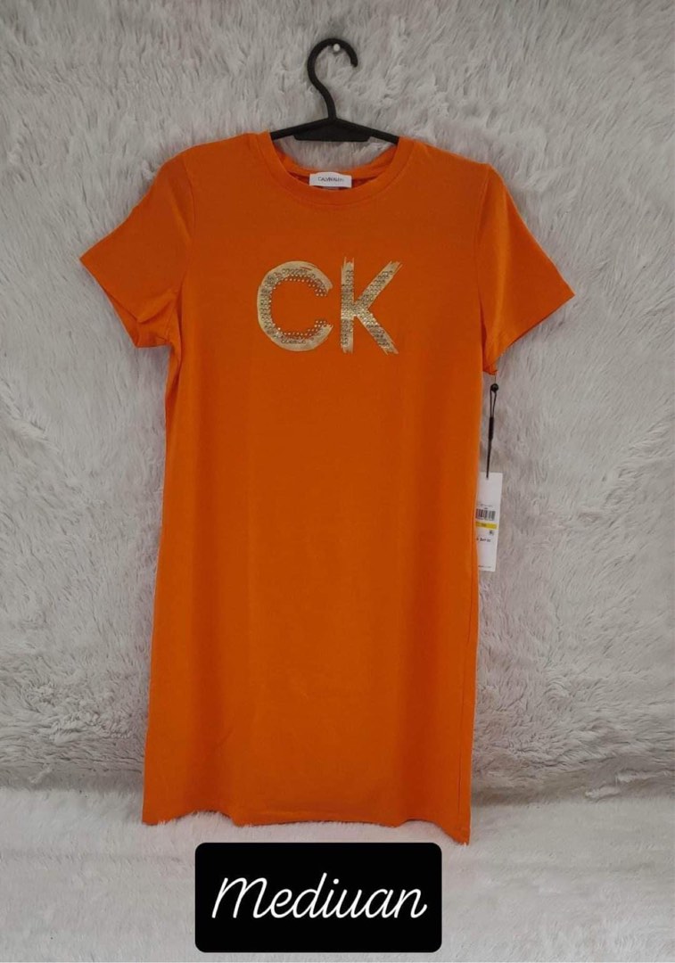 Calvin Klein Orange Dress Medium, Women's Fashion, Dresses & Sets