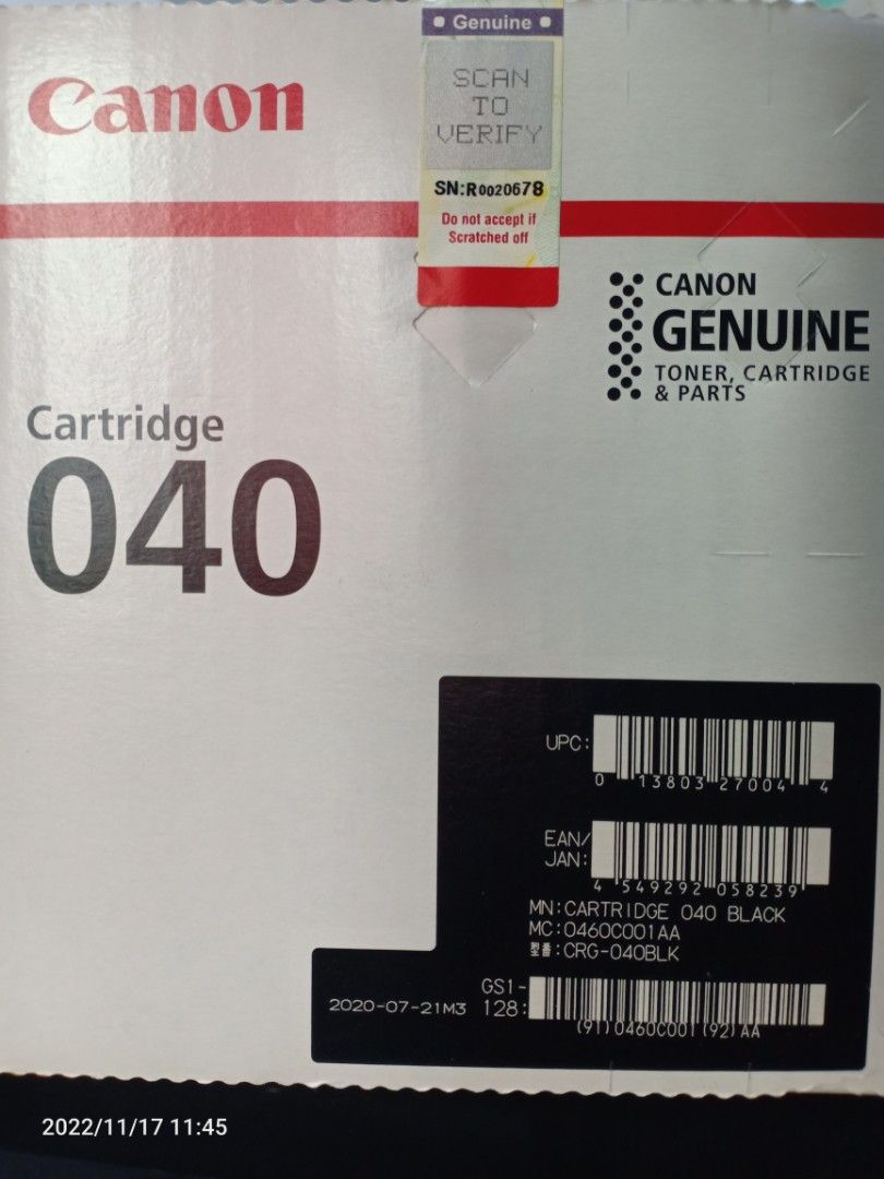 CARTRIDGE 040 CANON LBP710C SERIES, Computers  Tech, Printers, Scanners   Copiers on Carousell