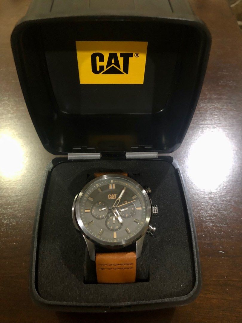 Caterpillar Watch Men AG15935524 Leather Strap Original, Fesyen Pria