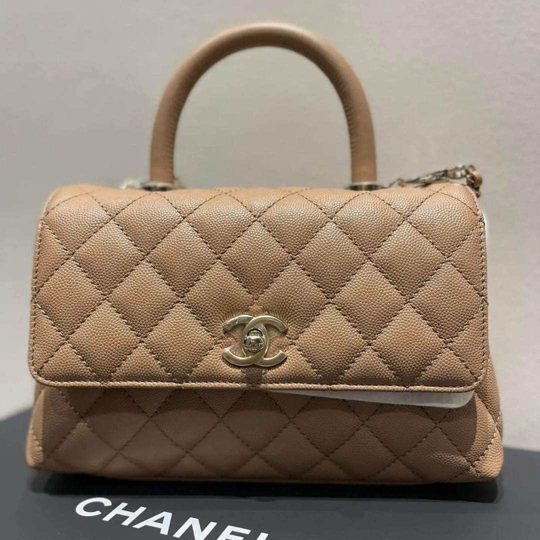 Chanel Coco Handle Mini Beige Light Gold Hardware, Luxury, Bags & Wallets  on Carousell