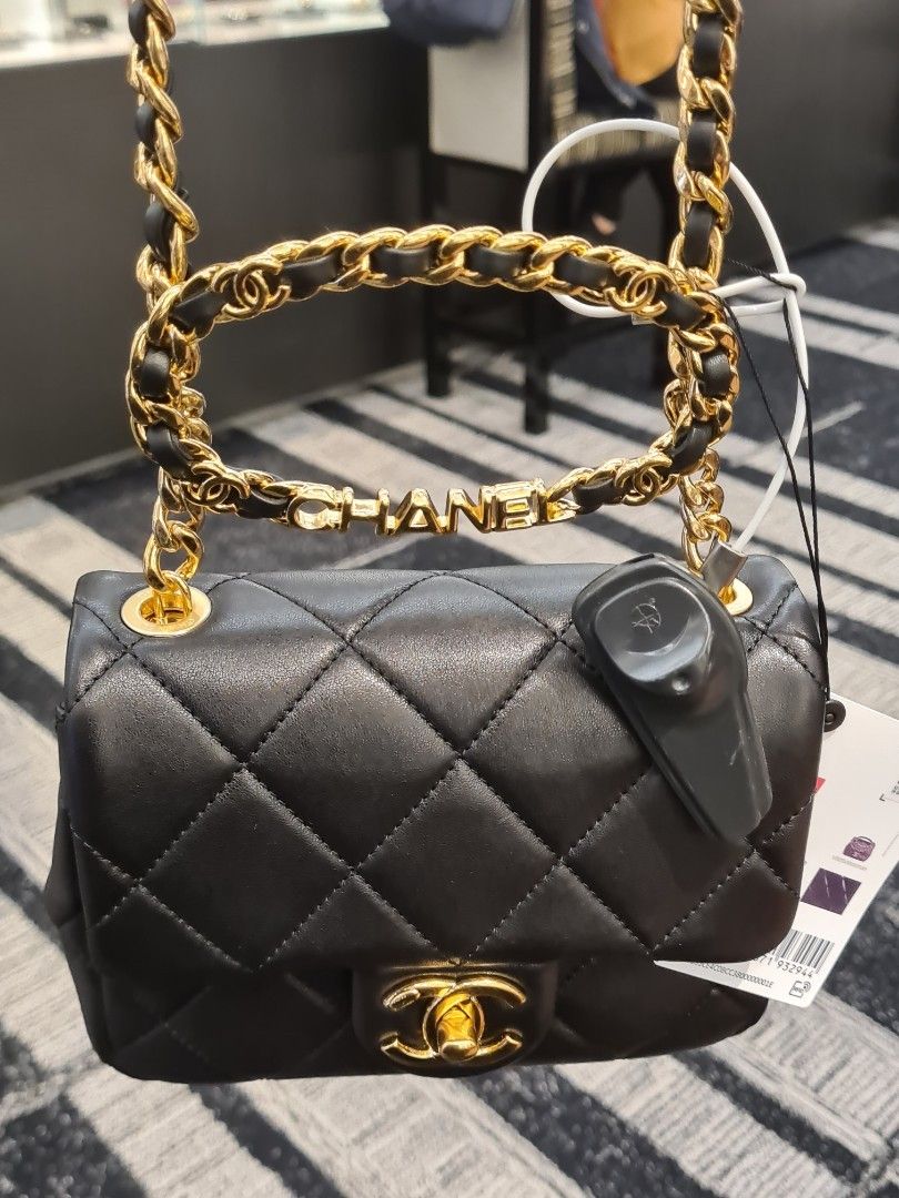 Chanel Mini Flap with Top Handle 23C, Luxury, Bags & Wallets on Carousell