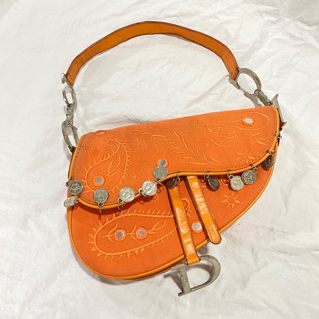 Orange dior saddle bag best sale