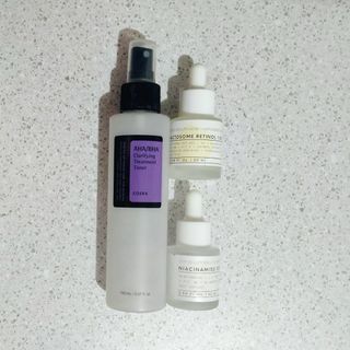 Cosrx AHA/BHA Clarifying Treatment Toner, Eiem Beauty Serum Retinol & Niacinamide