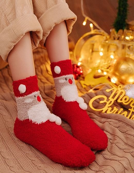 Cute Coral Fleece Christmas Socks Gift Set Ideal For Women And Children As Christmas Gifts Women s Fashion Watches Accessories Socks Tights on Carousell