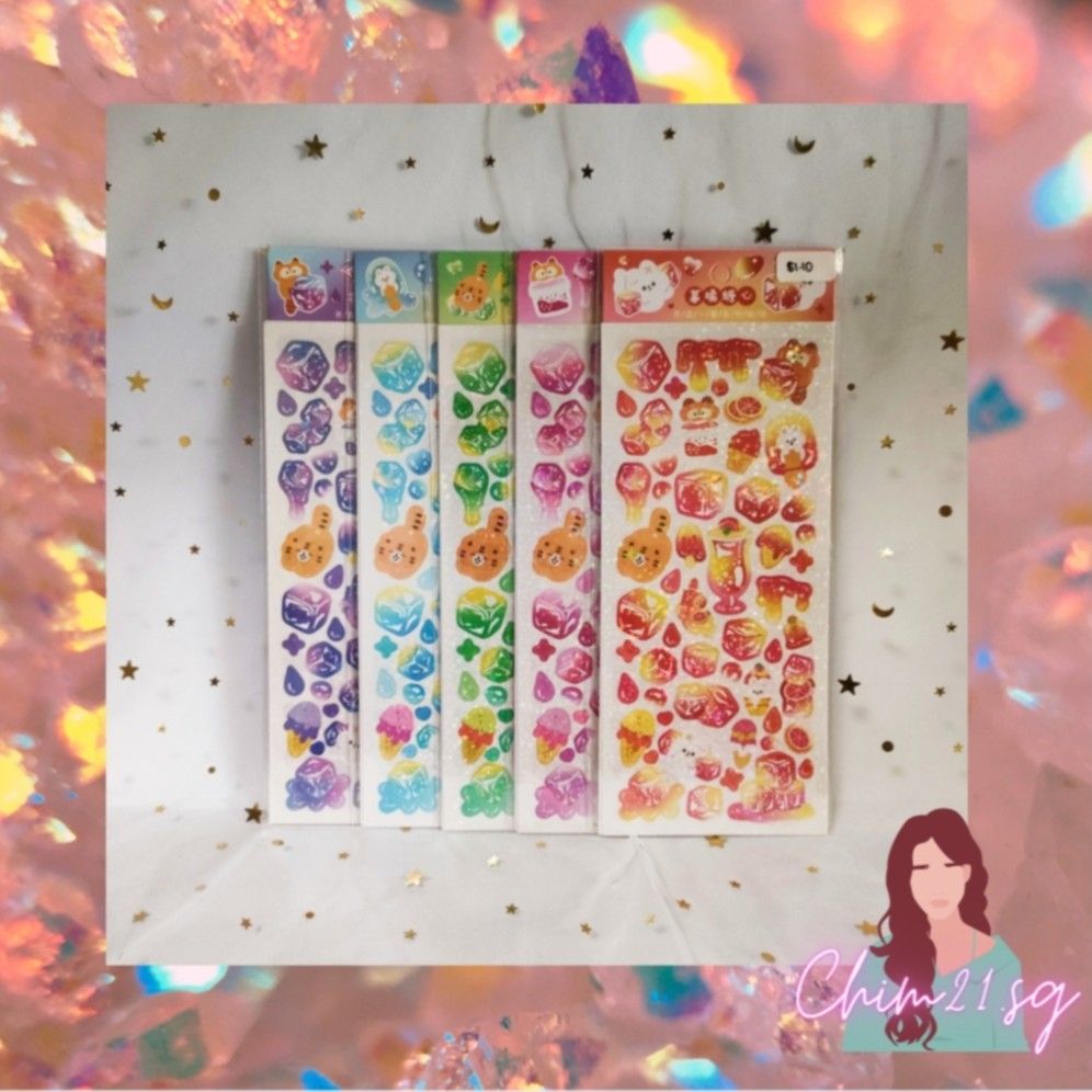 Cute holographic icy sticker pack, Hobbies & Toys, Stationery & Craft ...