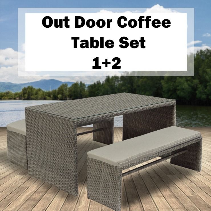 Dining Table Set / 1 Tabel +2 Bench / Outdoor Table Set Free Delivery ...