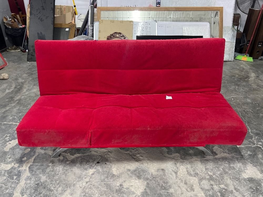 Fabric 2seater Sofa Bed Red Colour / Fabrik Katil Sofa 2 tempat duduk