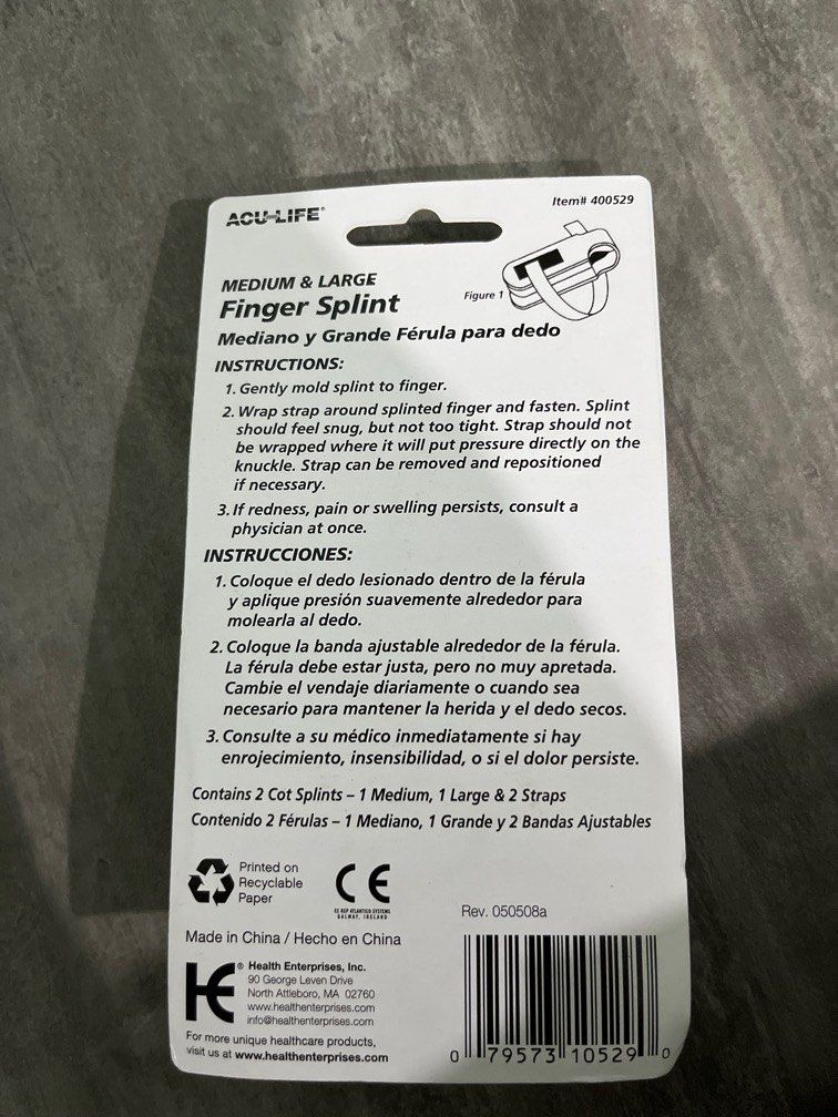 Finger splint for injured/ jammed fingers, Sports Equipment, Other