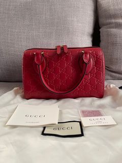 Gucci - Boston Shima Handbag  2Way Leather Red
