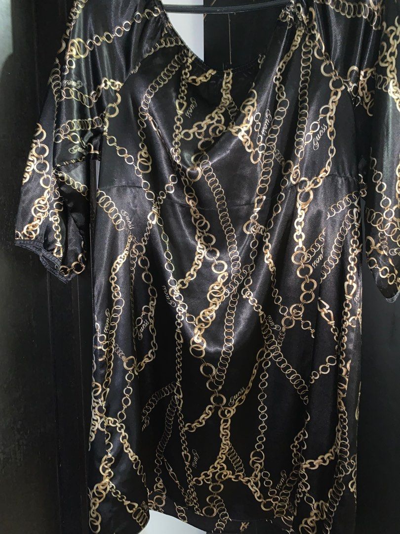 Guess Black and Gold Silk Dress Women s Fashion Dresses Sets