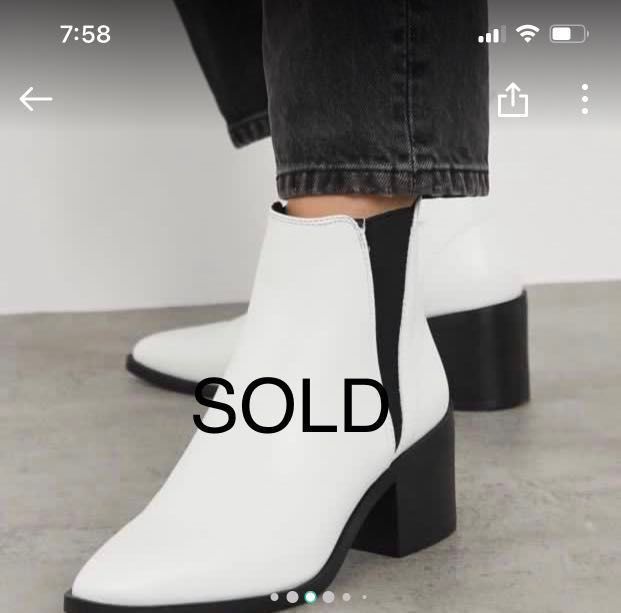 White ankle boots black heel outlet