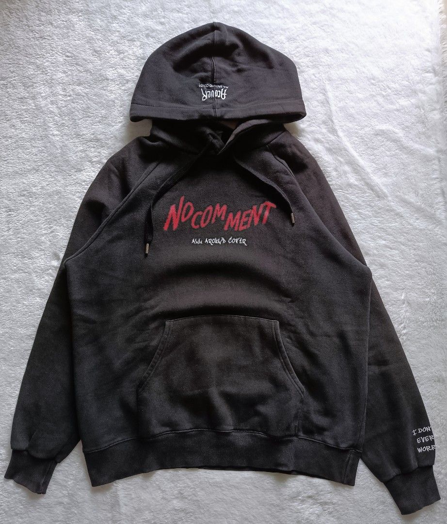 Hoodie Acover Nocomment, Fesyen Pria, Pakaian Atasan di Carousell