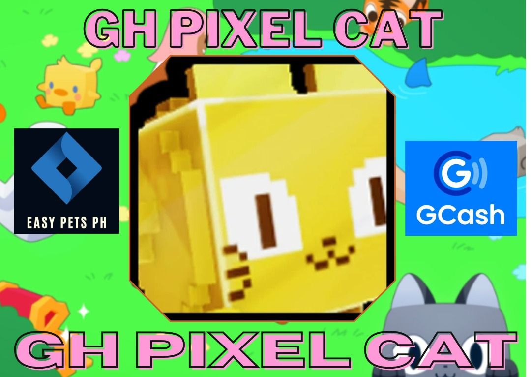 Huge Golden Pixel Cat Pet Simulator X, Video Gaming, Gaming Accessories