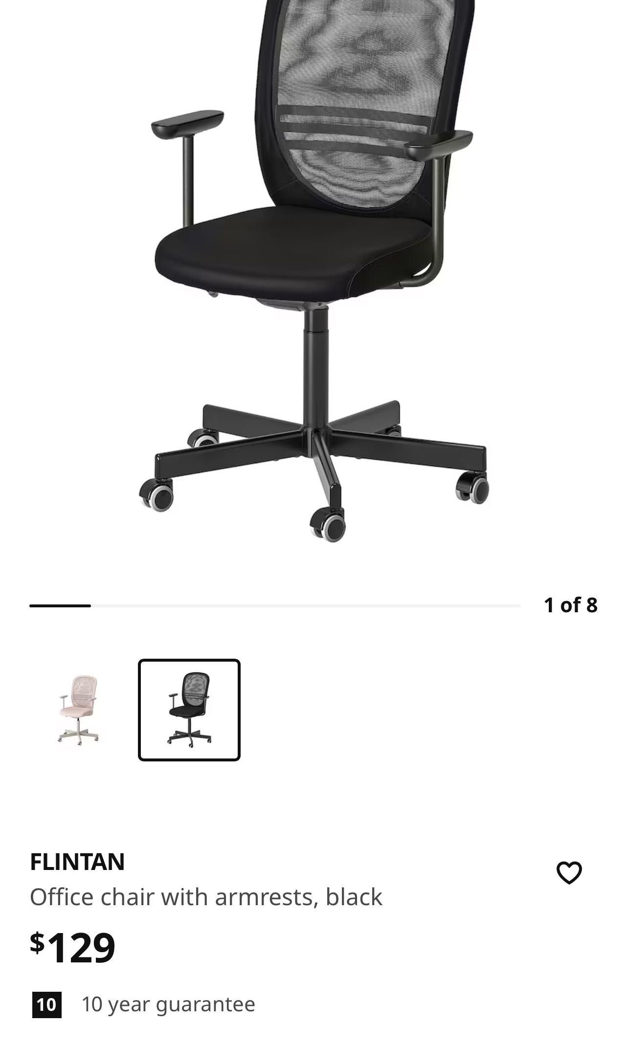 IKEA Flintan Office Chair with Arm Rests, Furniture & Home Living