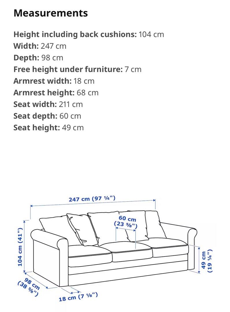Ikea Gronlid 3 seater sofa, Furniture & Home Living, Furniture, Sofas