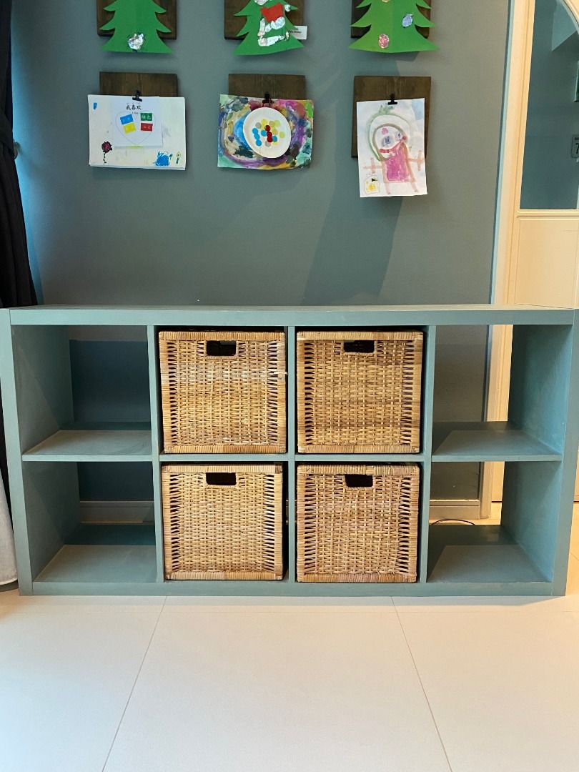 Ikea Kallax Shelf + BasketsPainted with Chalk Paint, Furniture & Home