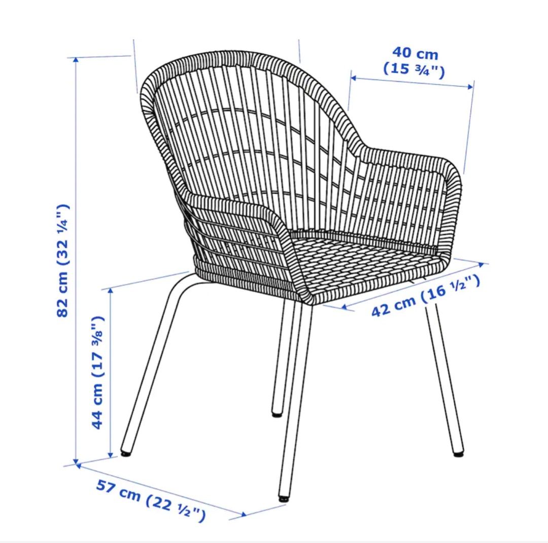 IKEA NILSOVE Chair with armrests, rattan/white, Furniture & Home Living