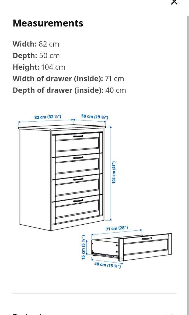 IKEA Songesand 4 drawer dresser, Furniture & Home Living, Furniture
