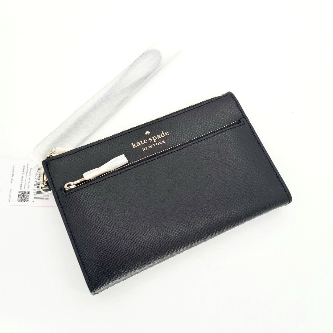 IN STOCK Kate Spade Staci Medium Wristlet Black, Women's Fashion